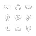 Set line icons of personal protective equipment
