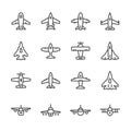 Set line icons of plane