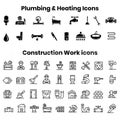 Set line icons of plumbing, Plumbing service vector flat line icons, construction icons, building, repair tools, Simple constructi Royalty Free Stock Photo