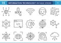 A set of line icons related to Information Technology. Royalty Free Stock Photo
