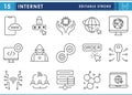 A set of line icons related to Internet. Royalty Free Stock Photo