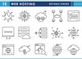 A set of line icons related to Web Hosting. Royalty Free Stock Photo
