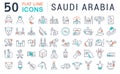 Set Vector Line Icons of Saudi Arabia.