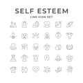 Set line icons of self esteem Royalty Free Stock Photo