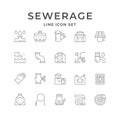 Set line icons of sewerage