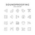 Set line icons of soundproofing