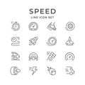 Set line icons of speed