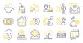 Set of line icons, such as Fireworks, Refresh bitcoin, Web mail symbols. Vector Royalty Free Stock Photo