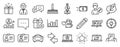 Set of line icons, such as Id card, Career ladder, Report diagram. Vector