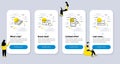 Set of line icons, such as Read instruction, Megaphone checklist, Keywords. Vector