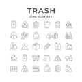 Set line icons of trash Royalty Free Stock Photo