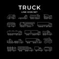 Set line icons of trucks