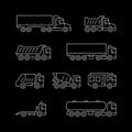 Set line icons of trucks