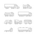 Set line icons of trucks