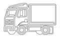 Set line icons of trucks,Vector Heavy Truck ,Vector truck trailer outline Royalty Free Stock Photo