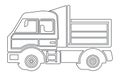 Set line icons of trucks,Vector Heavy Truck ,Vector truck trailer outline Royalty Free Stock Photo