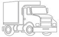 Set line icons of trucks,Vector Heavy Truck ,Vector truck trailer outline Royalty Free Stock Photo