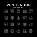 Set line icons of ventilation