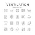 Set line icons of ventilation