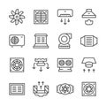 Set line icons of ventilation