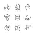 Set line icons of violence