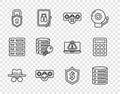 Set line Incognito mode, Server, Data, Web Hosting, Password protection, Lock, security with key, Shield dollar and icon Royalty Free Stock Photo