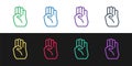 Set line Indian symbol hand icon isolated on black and white background. Vector