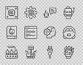 Set line Industrial production of robots, Robot burned out, Bot, Processor with microcircuits CPU, Computer api Royalty Free Stock Photo