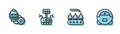 Set line Industrial production of robots, Robot setting, and vacuum cleaner icon. Vector