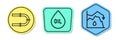 Set line Industry pipe, Oil drop and Drop in crude oil price. Colored shapes. Vector