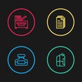 Set line Ink bottle, Printer ink, File document and Copy machine icon. Vector