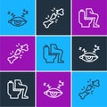Set line Insomnia, Constipation and Human broken bone icon. Vector Royalty Free Stock Photo
