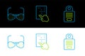 Set line Intercom, Blind glasses and Braille icon. Vector