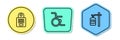 Set line Intercom, Wheelchair and IV bag. Colored shapes. Vector