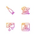 Set line Internet piracy, Bloody money, Bullet and Car theft. Gradient color icons. Vector Royalty Free Stock Photo