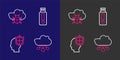 Set line Internet of things, Head with shield, USB flash drive and System bug on cloud icon. Vector Royalty Free Stock Photo