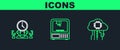 Set line Internet of things, Robot and digital time manager and 3D printer icon. Vector