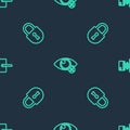 Set line Invisible or hide, Lock and Digital door lock with wireless on seamless pattern. Vector
