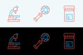 Set line Jar with additives, Microscope and DNA research, search icon. Vector Royalty Free Stock Photo