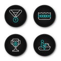 Set line Jet ski, Award cup, Swimming pool and Medal icon. Vector Royalty Free Stock Photo