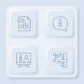 Set line Journalistic investigation, Information, Television report and Radar. White square button. Vector