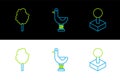Set line Joystick for arcade machine, Cotton candy and Riding kid duck icon. Vector