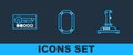 Set line Joystick for arcade machine, Create account screen and Poker table icon. Vector