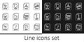 Set line JPG file document, ZIP, OBJ, MOV, MP3, PPT and GIF icon. Vector Royalty Free Stock Photo