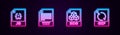 Set line JS file document, TXT, 3DS and GIF. Glowing neon icon. Vector Royalty Free Stock Photo