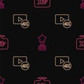 Set line 4k Ultra HD, Screen tv with and Movie trophy on seamless pattern. Vector