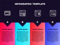 Set line Keyboard, Debugging, Software and Browser files. Business infographic template. Vector Royalty Free Stock Photo