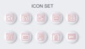 Set line Keyboard, MySQL code, Software, Create account screen, Binary and Books about programming icon. Vector Royalty Free Stock Photo
