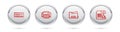 Set line Keyboard, Printer, and Coffee machine. Silver circle button. Vector