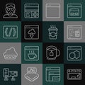 Set line Keyboard, Software, Browser window, Cloud technology data transfer, Programming language syntax, Hacker or Royalty Free Stock Photo